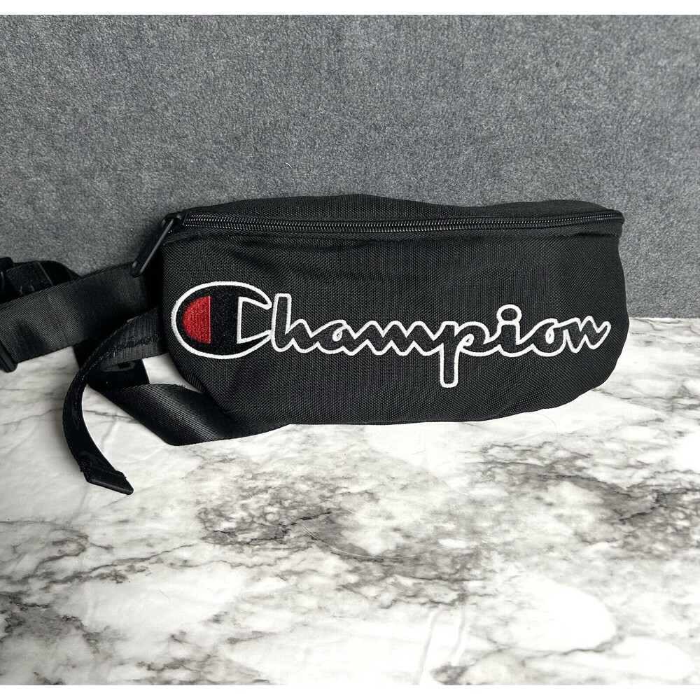 Black Champion Unisex Life Reverse Weave Crossbody Waist Pack Large Fanny Pack